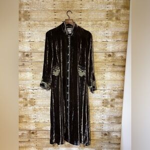 Double D Ranch Moroccan Crushed Velvet Embroidered and Beaded Long Dress XS